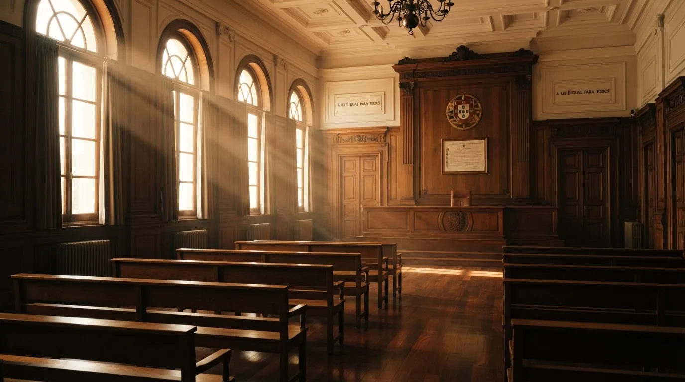 Sala de tribunal vazia com painéis de madeira, à luz da manhã — roleta online grátis pt