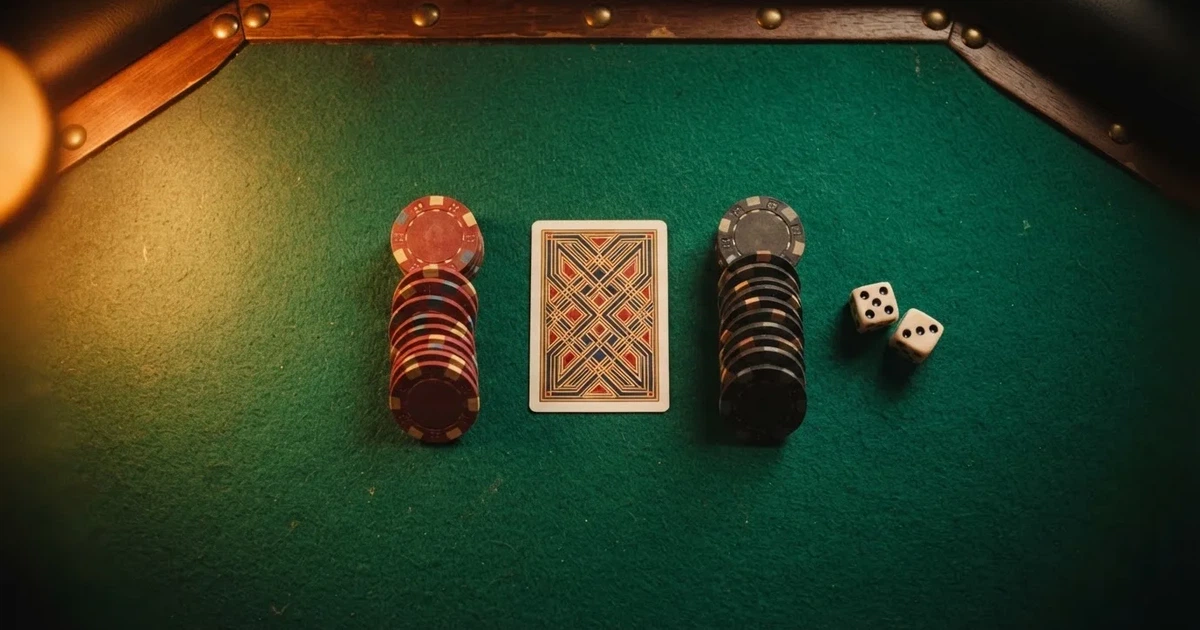 Mesa de jogo iluminada com cartas, vista de cima — roleta online por dinheiro em portugal